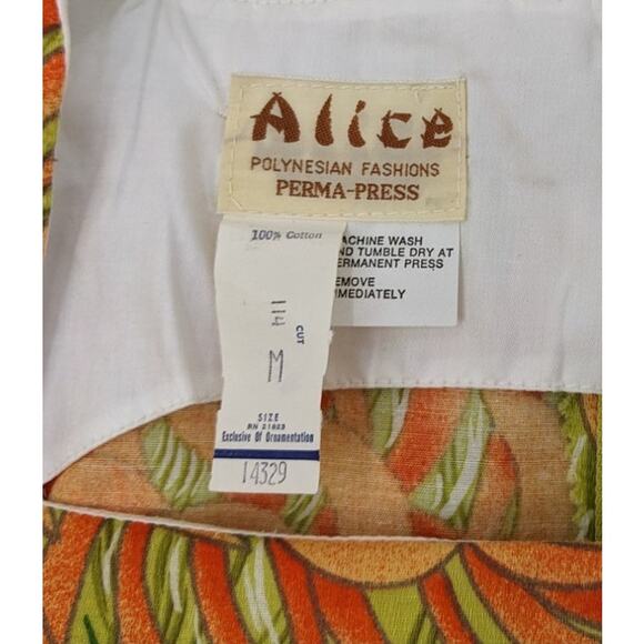 Vintage 60s NWT ALICE of CALIFORNIA Hawaiian Tiki Floral Maxi Dress Button Train - Picture 12 of 12